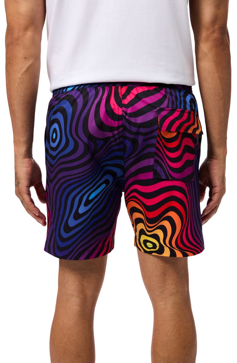 Psycho Bunny Pacific Print Swim Trunks, Alternate, color, 