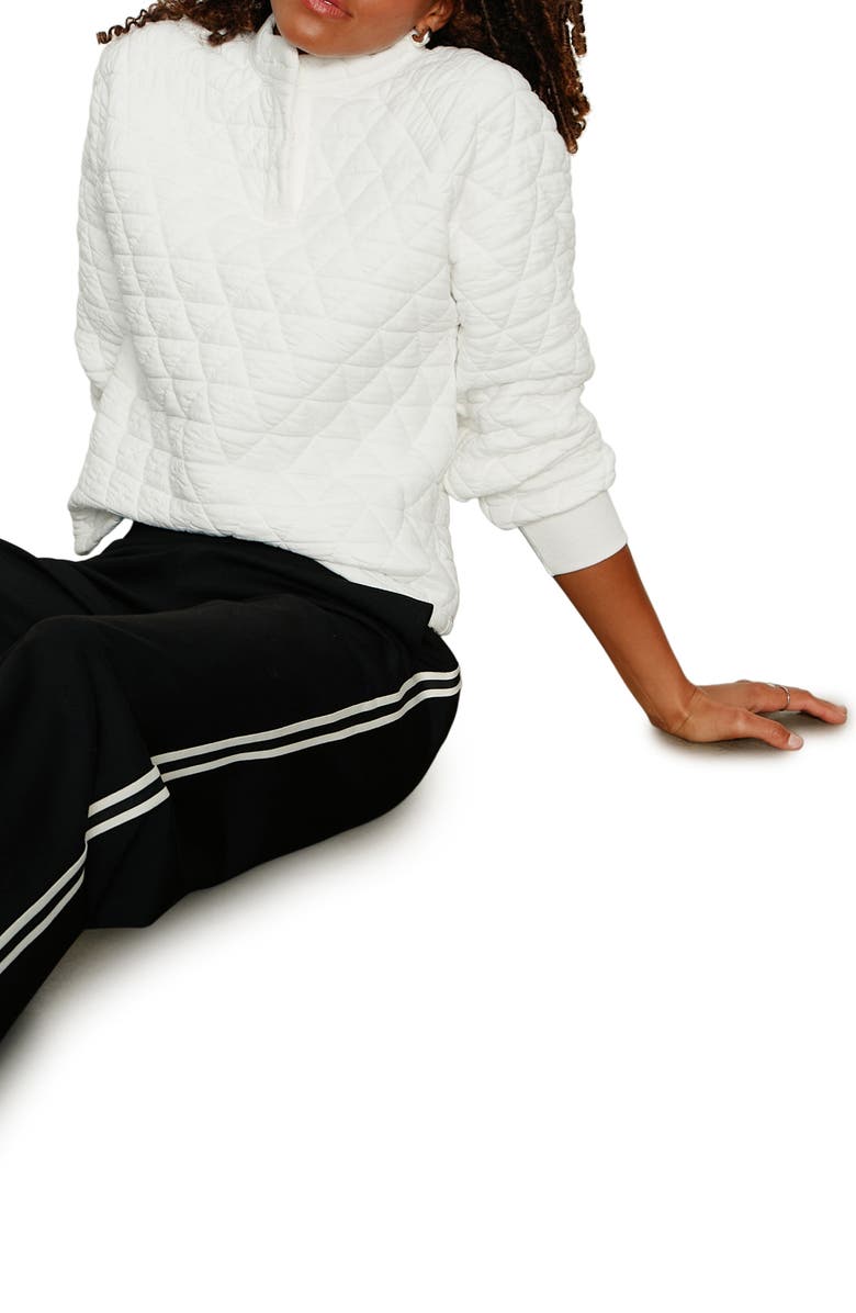 Sanctuary Quilted Sweatshirt, Alternate, color, Chalk White