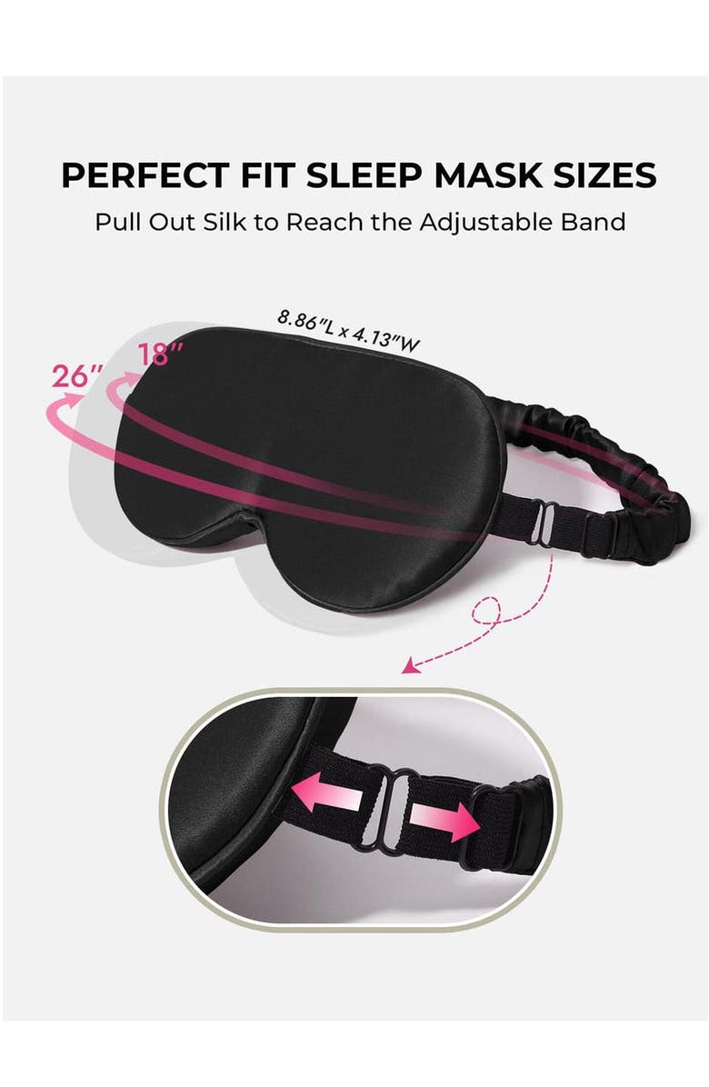 SILKSILKY 22 Momme Mulberry Silk Upgraded 3D Adjustable Eye Mask, Alternate, color, Black