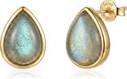 st. Moran 14k Gold Plated Pear Labradorite Stud Earrings