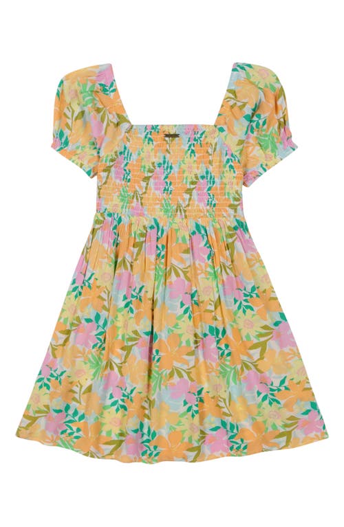 Shop Billabong Kids' Beach Dream Floral Crinkle Crepe Dress In Salt Crystal