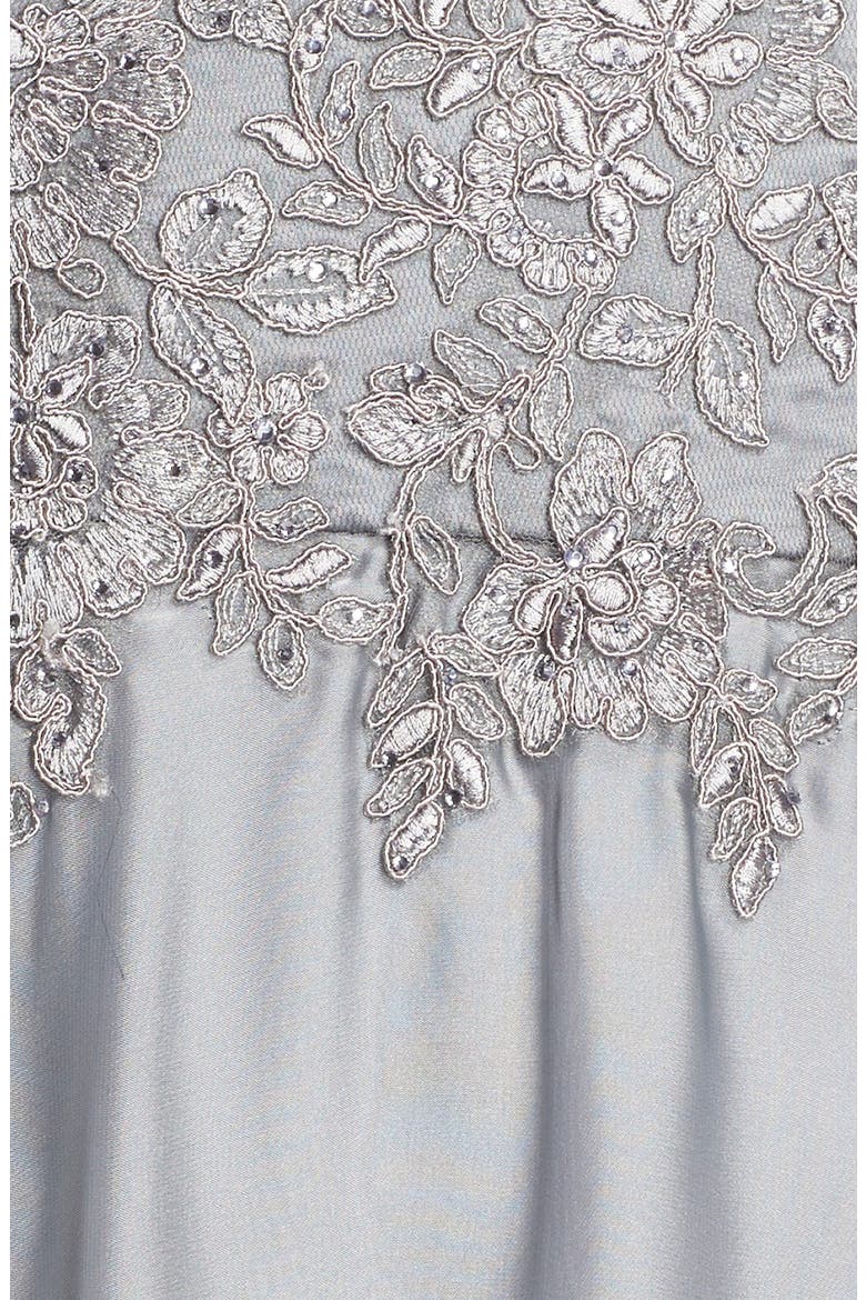 Lace & Satin A-Line Gown, Alternate, color, PLATINUM