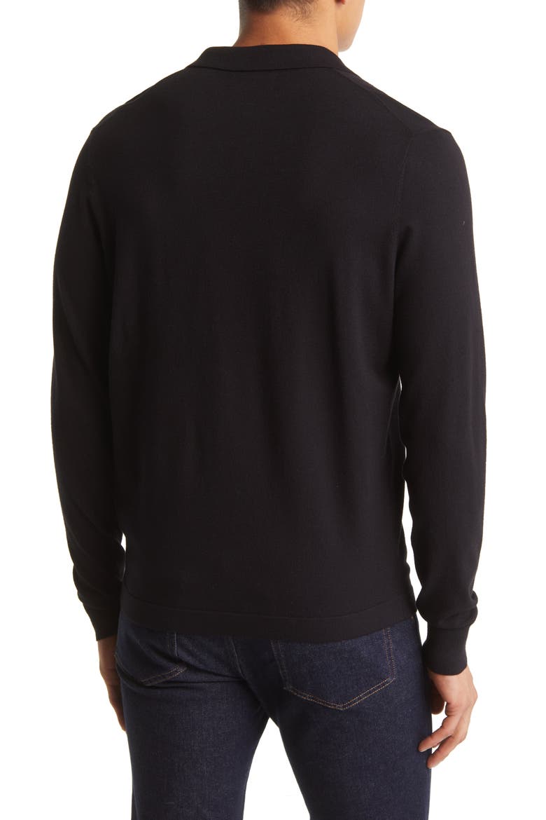 Long Sleeve Johnny Collar Polo Sweater, Alternate, color, BLACK