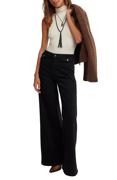 Free People Kellee High Waist Stretch Denim Palazzo Jeans In Animal Print