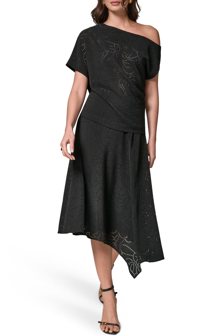 Laser Cut One-Shoulder Top, Alternate, color, BLACK