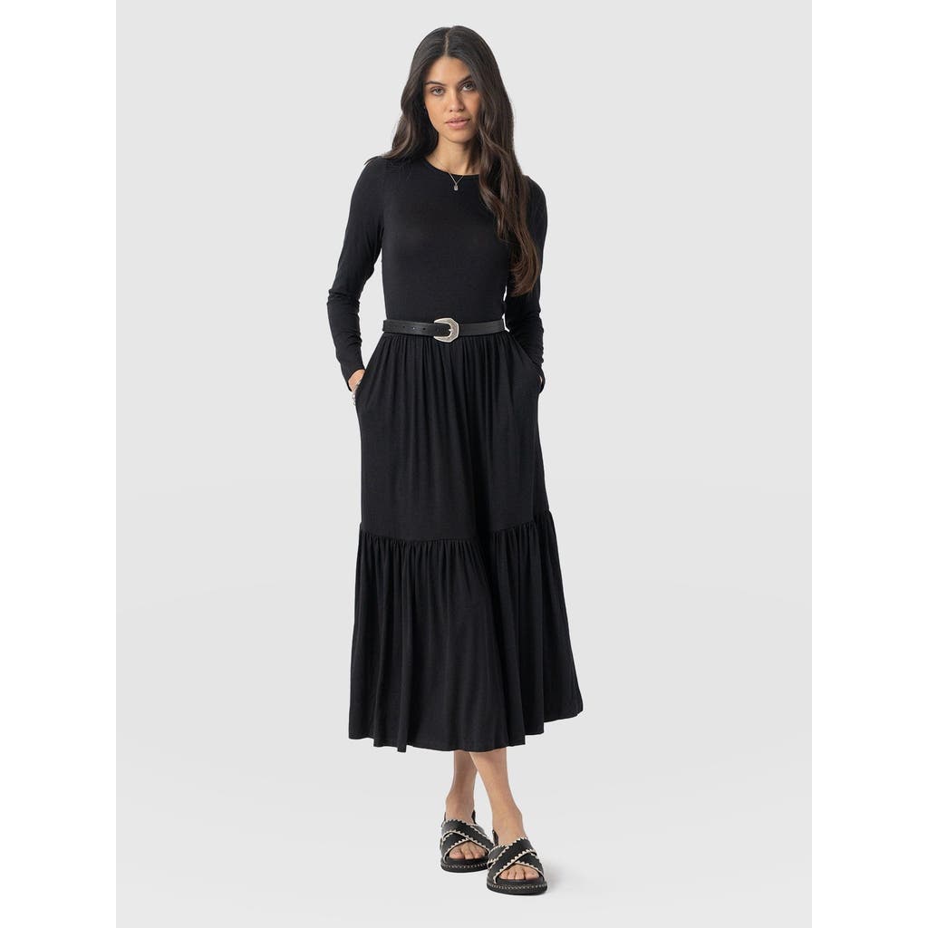 Saint And Sofia Saint + Sofia Greenwich Dress Long Sleeve In Black