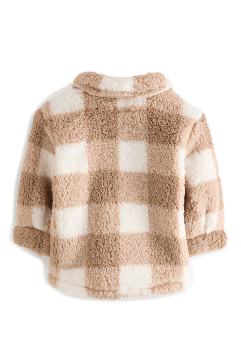 Kids' Plaid Faux Shearling Jacket, Alternate, color, BROWN