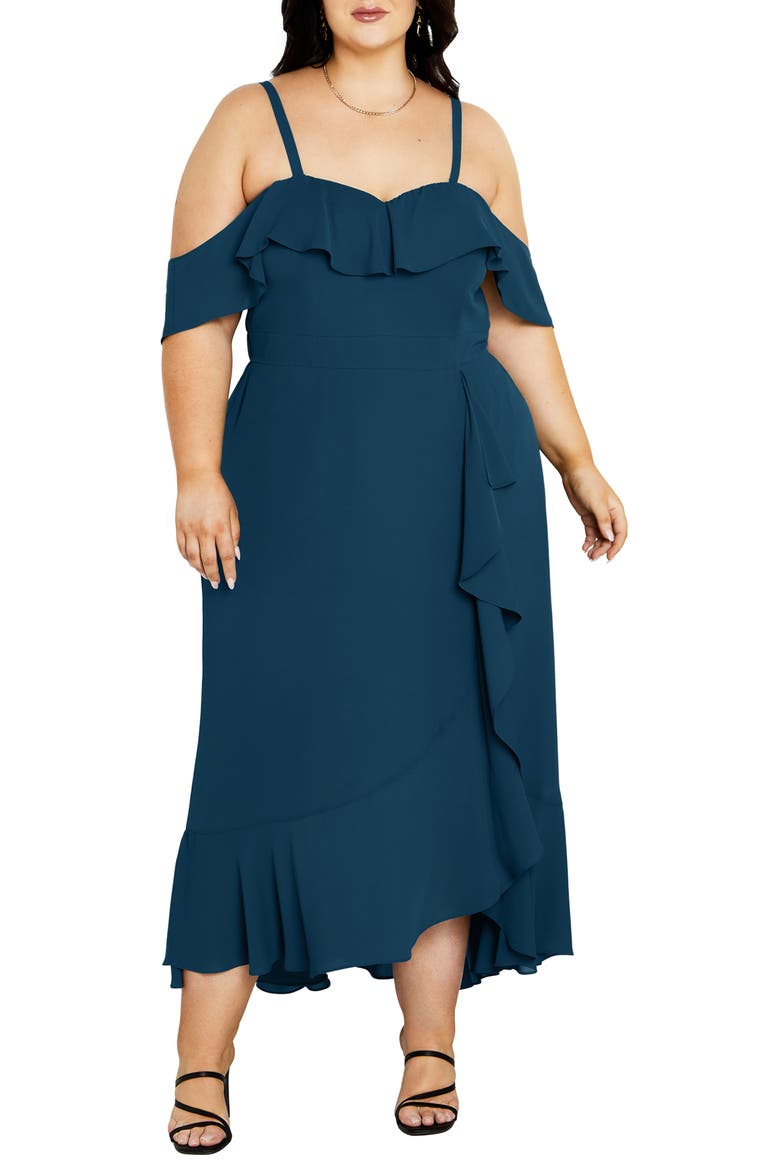 Remi Ruffle Maxi Dress, Main, color, EMERALD