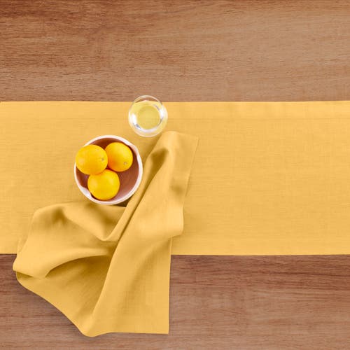 Solino Home Linen Table Runner In Yellow