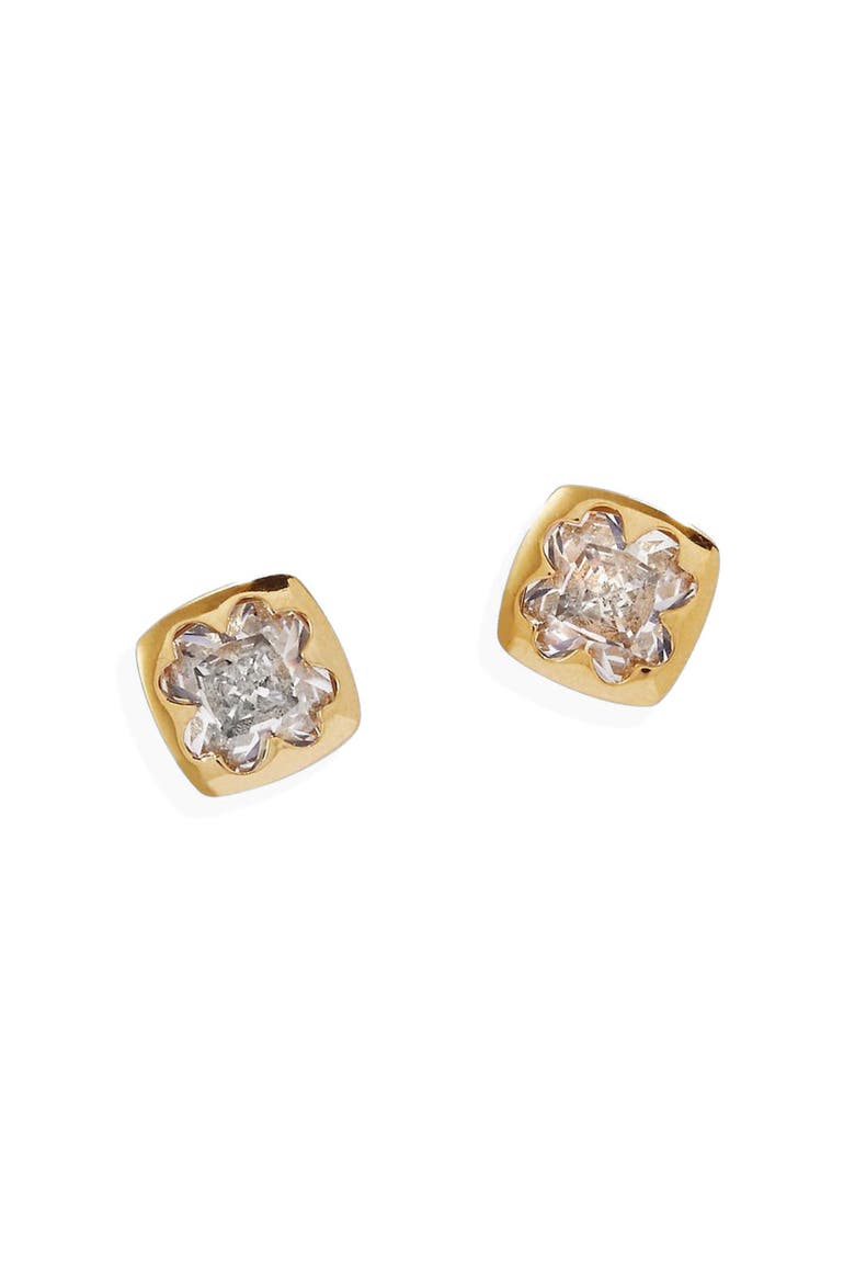 Crystal Clover Mini Stud Earrings, Alternate, color, Gold