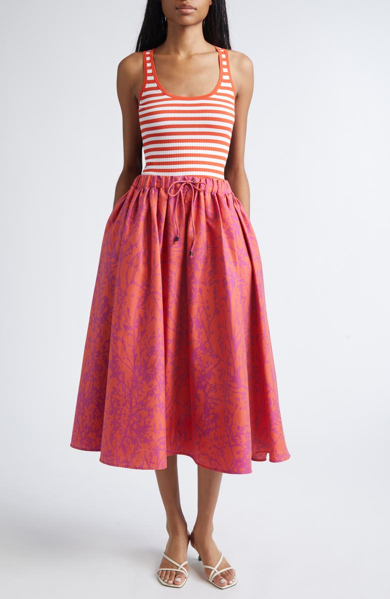 Max Mara Berlina Jacquard Cotton & Silk Midi Skirt, Alternate, color,