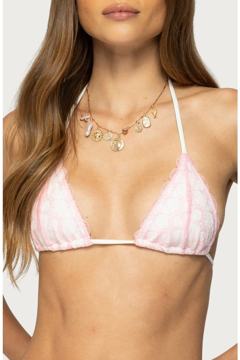 Clayton Lace Triangle Bikini Top, Main, color, PINK