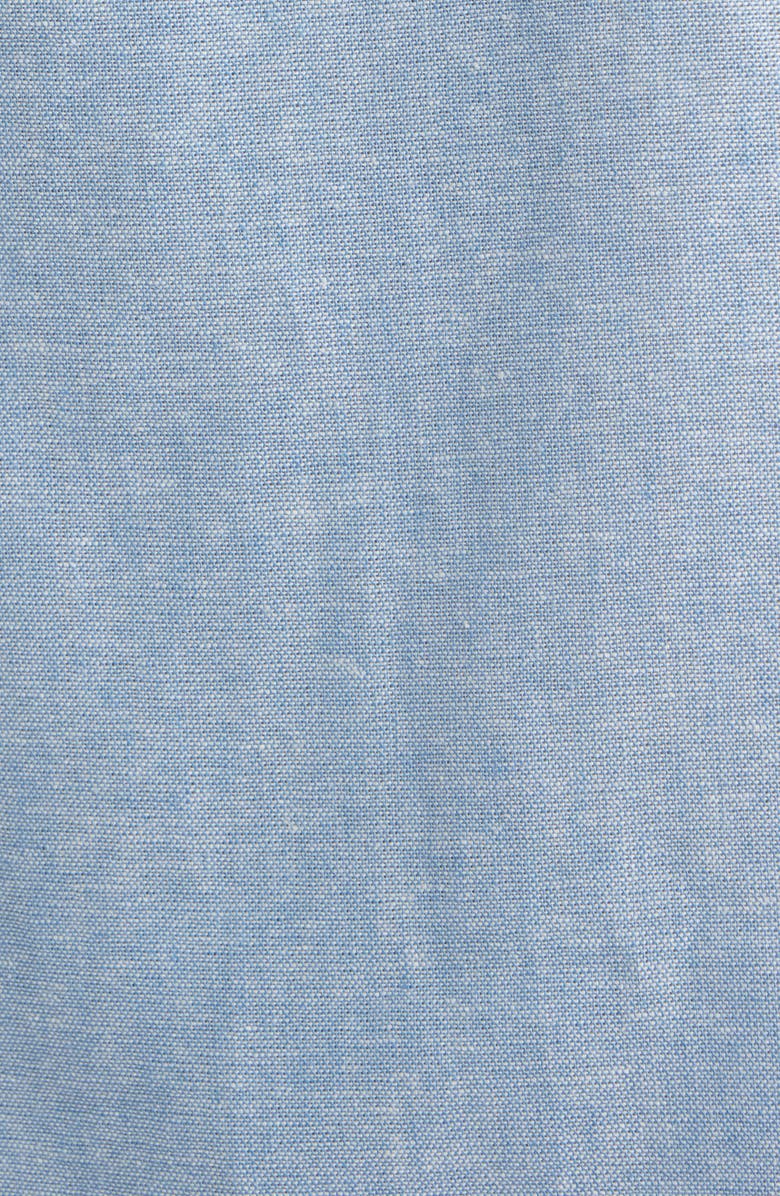 Anne Klein Lace Trim Flutter Sleeve Linen Blend Top, Alternate, color, Lagoon/ Crisp White