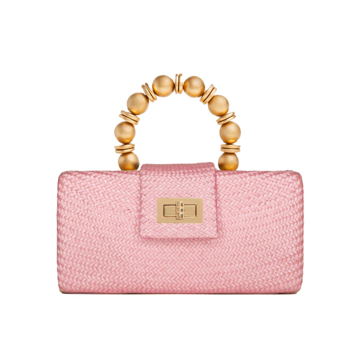 THE SERENA Woven Straw Clutch Bag, Main, color, Light Pink