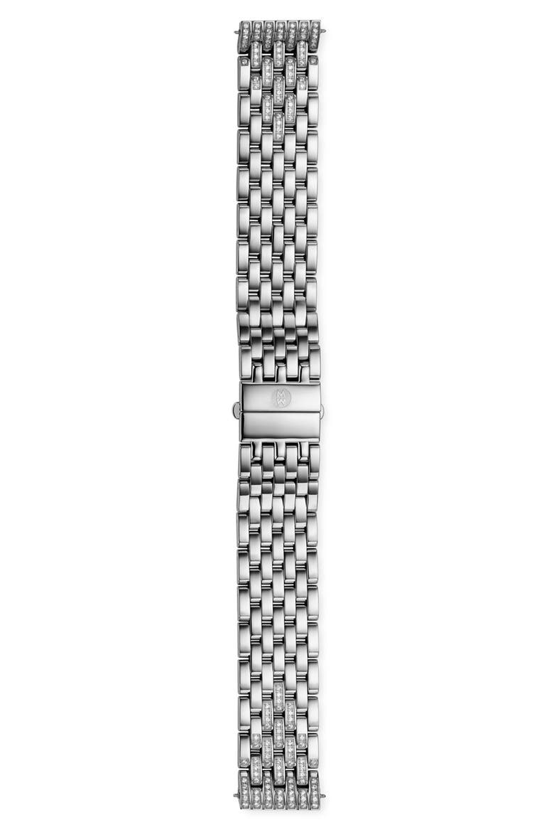 Deco Diamond 18mm Bracelet Watchband, Main, color, SILVER