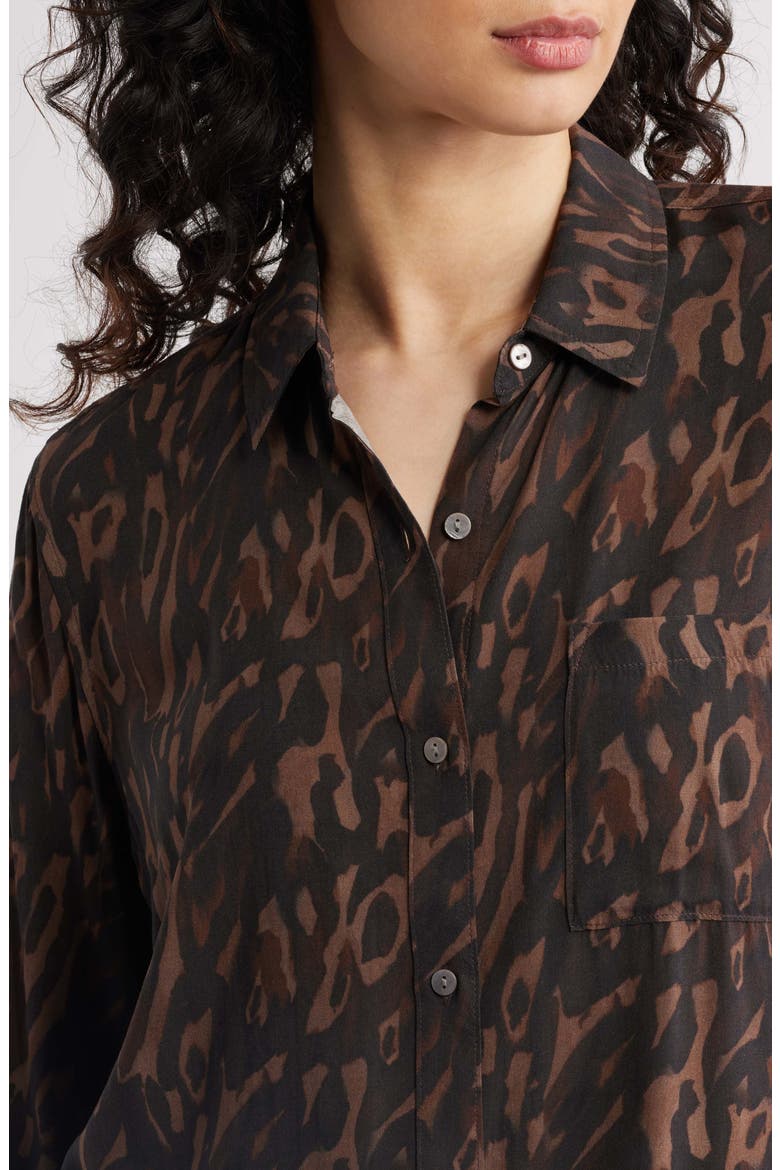 Josephine Leopard Print Button-Up Shirt, Alternate, color, CEDAR LEOPARD