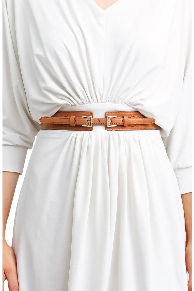 London Fog Leather Waist Belt, Alternate, color, Brown