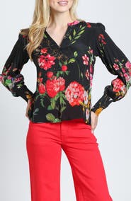 APNY Floral Split Neck Top