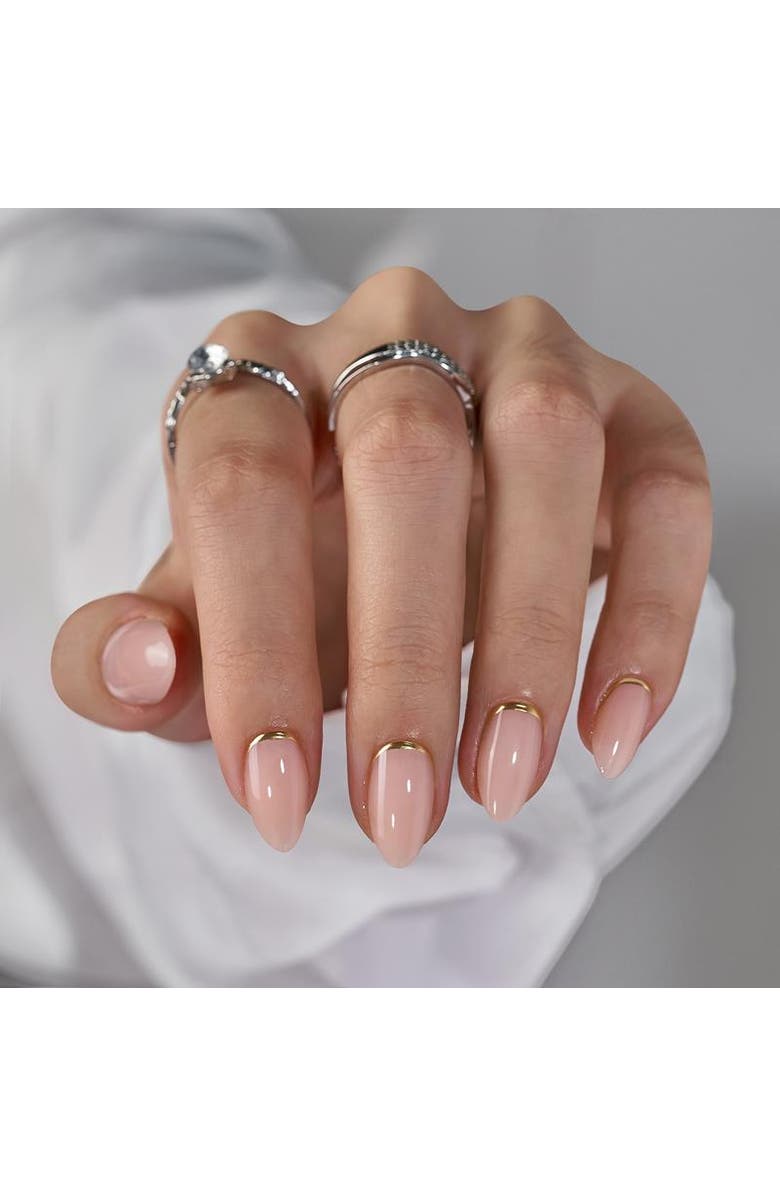 Btartboxnails Press-on Nails Set Short Almond, Alternate, color, Gold End