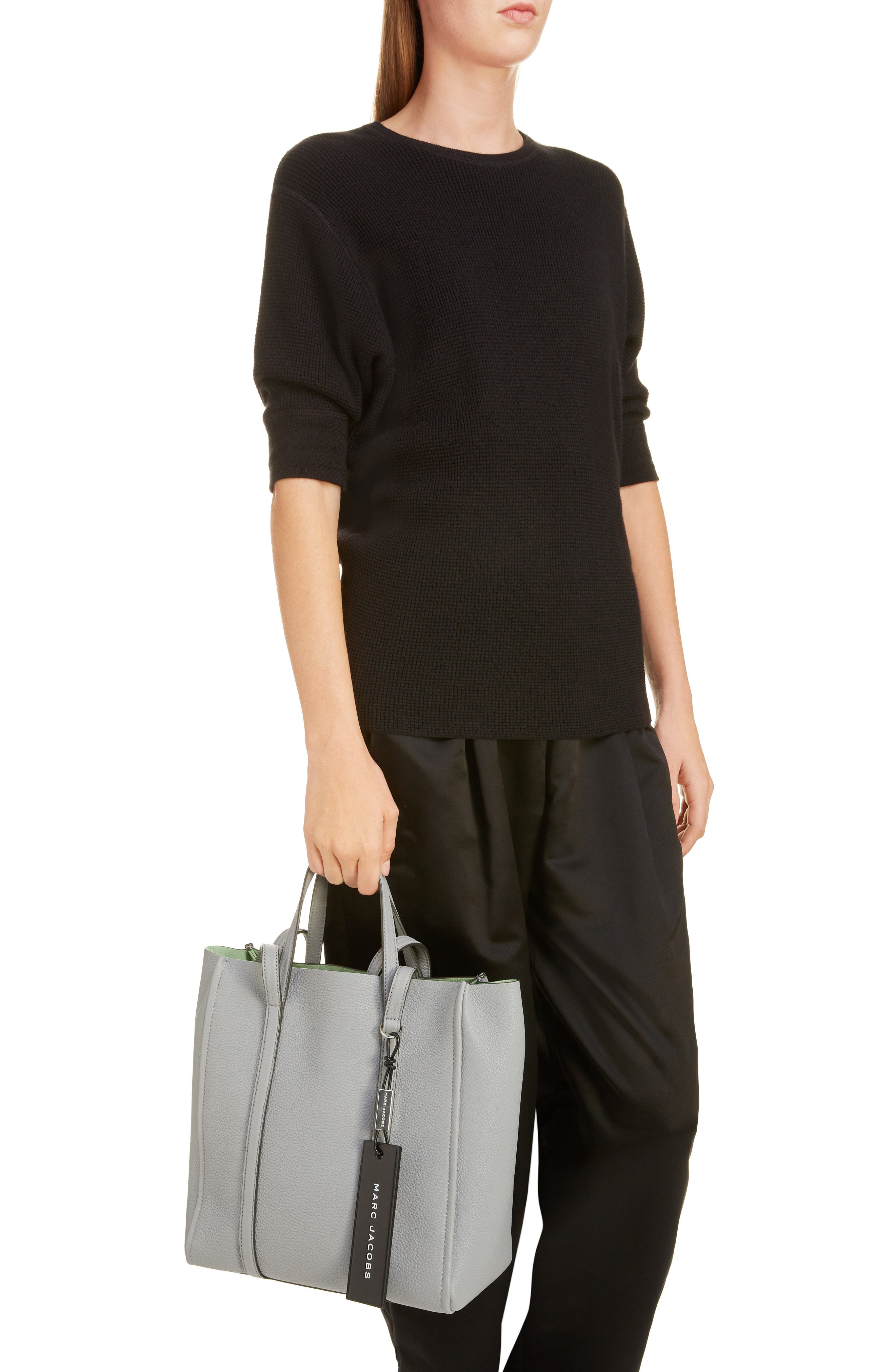 The Marc Jacobs The Tag 27 Leather Tote, Alternate, color, GREY