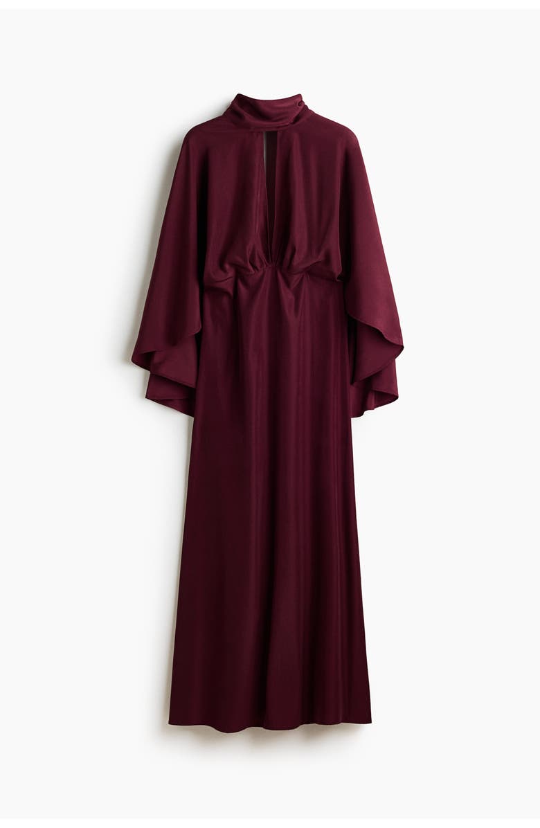 H&M Cape-sleeved Kaftan Dress, Main, color, Burgundy