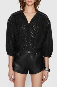 Rebecca Minkoff Jane Eyelet Button-Up Shirt