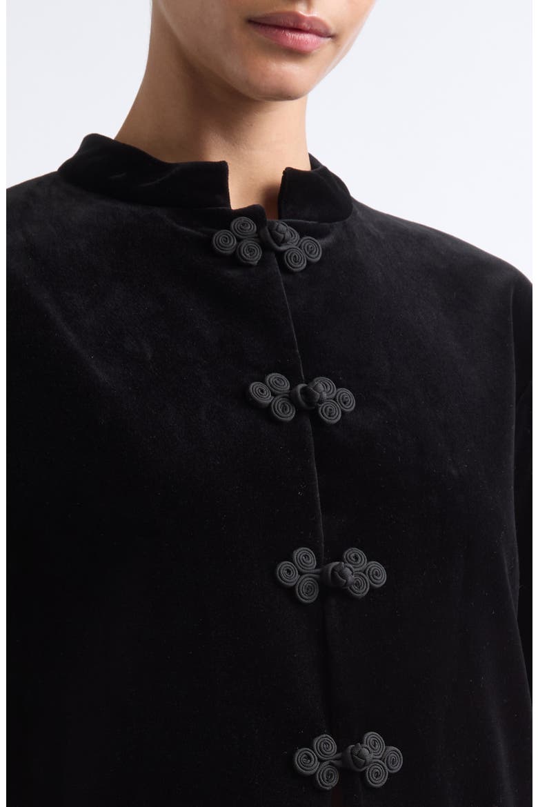 Pankou Closure Cotton Velveteen Jacket, Alternate, color, BLACK