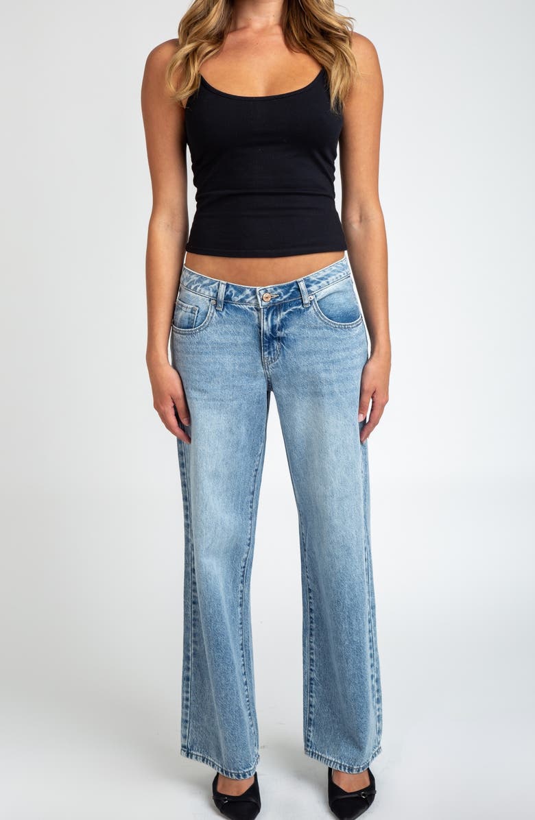 I Love Who I Am Low Rise Baggy Flare Jeans, Alternate, color, Blue/ Black Light Med