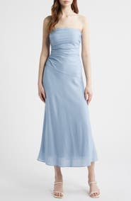 Nia Caricia Strapless Side Ruched Midi Dress
