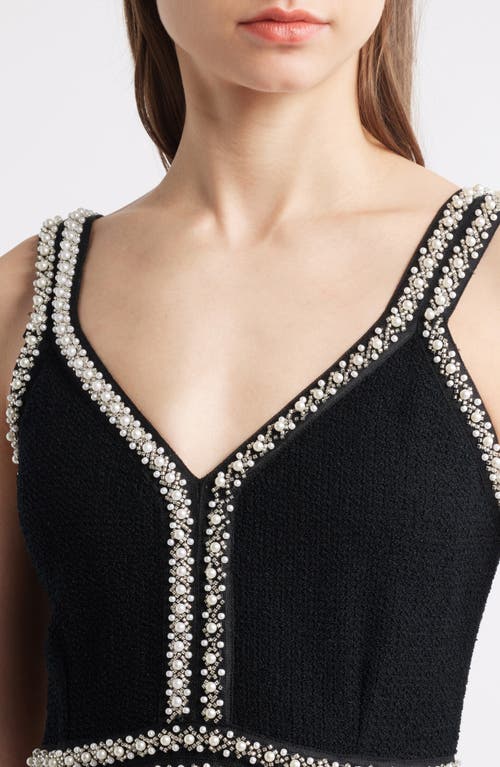Ming Wang Bead Detail A-line Dress In Black/white
