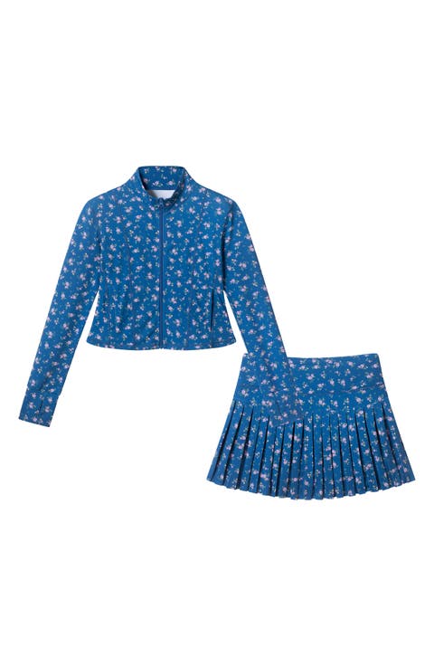 Kids' Floral Athletic Jacket & Skort Set