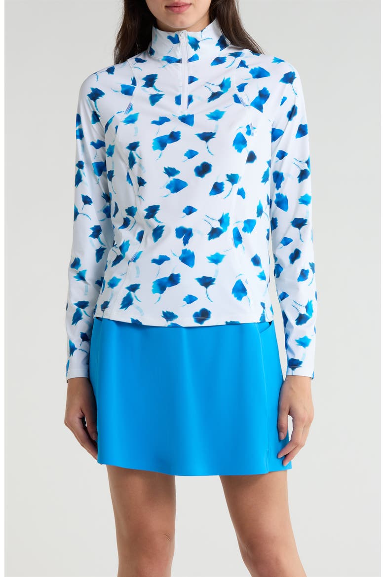 Floral Silky Tech Quarter Zip Pullover, Main, color, SNOW