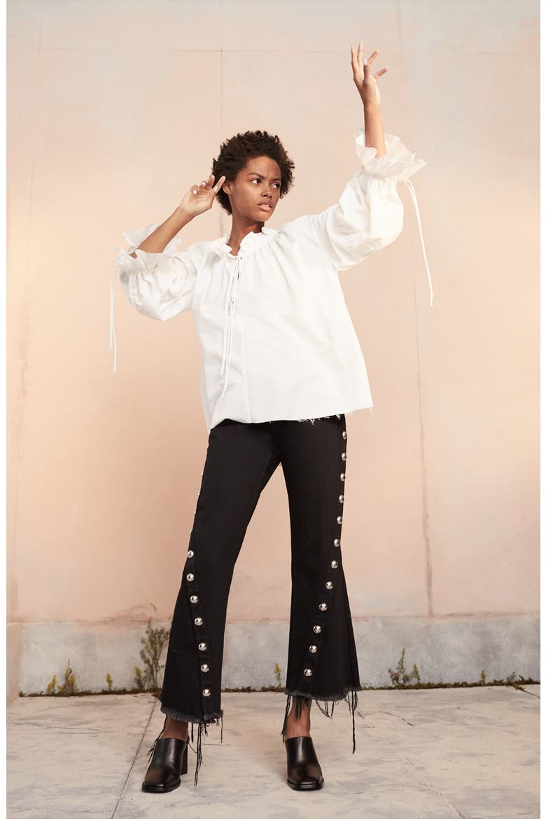 Marques'Almeida Gathered Pirate Top, Alternate, color, WHITE