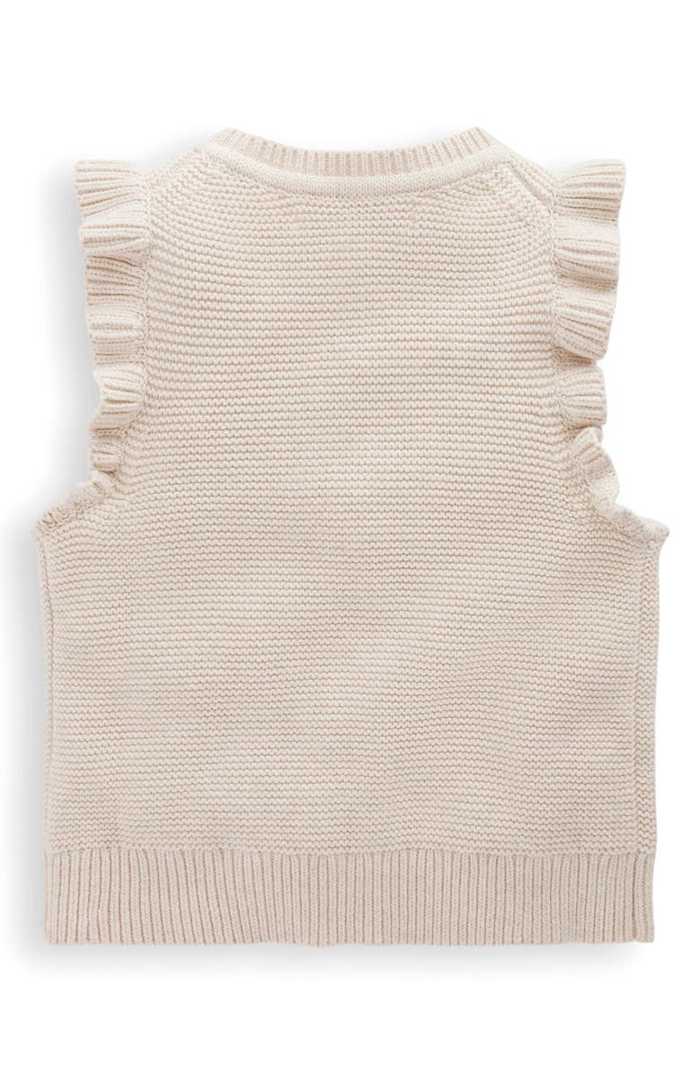 Mini Boden Kids' Embroidered Frill Accent Cotton Sweater Vest, Alternate, color, Grey Marl