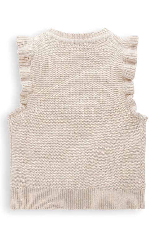 Mini Boden Kids' Embroidered Frill Accent Cotton Sweater Vest In Neutral