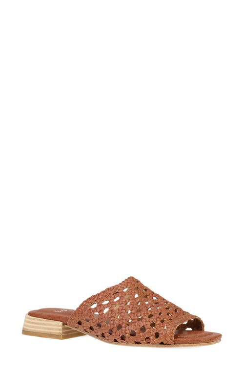 Eileen Fisher Folie Woven Leather Slide Sandals In Russet