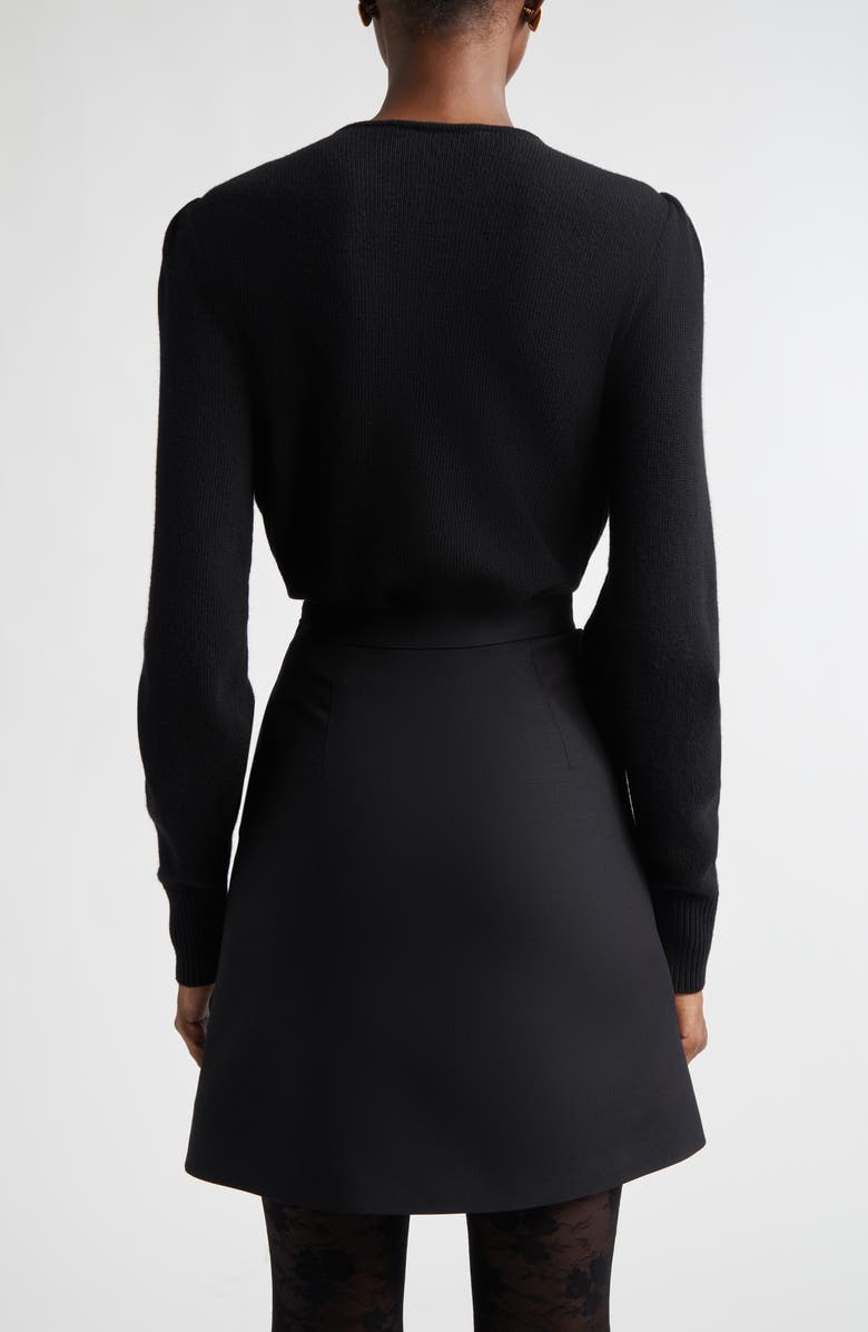 Valentino Bow Detail Virgin Wool Sweater, Alternate, color, Black/ Ivory