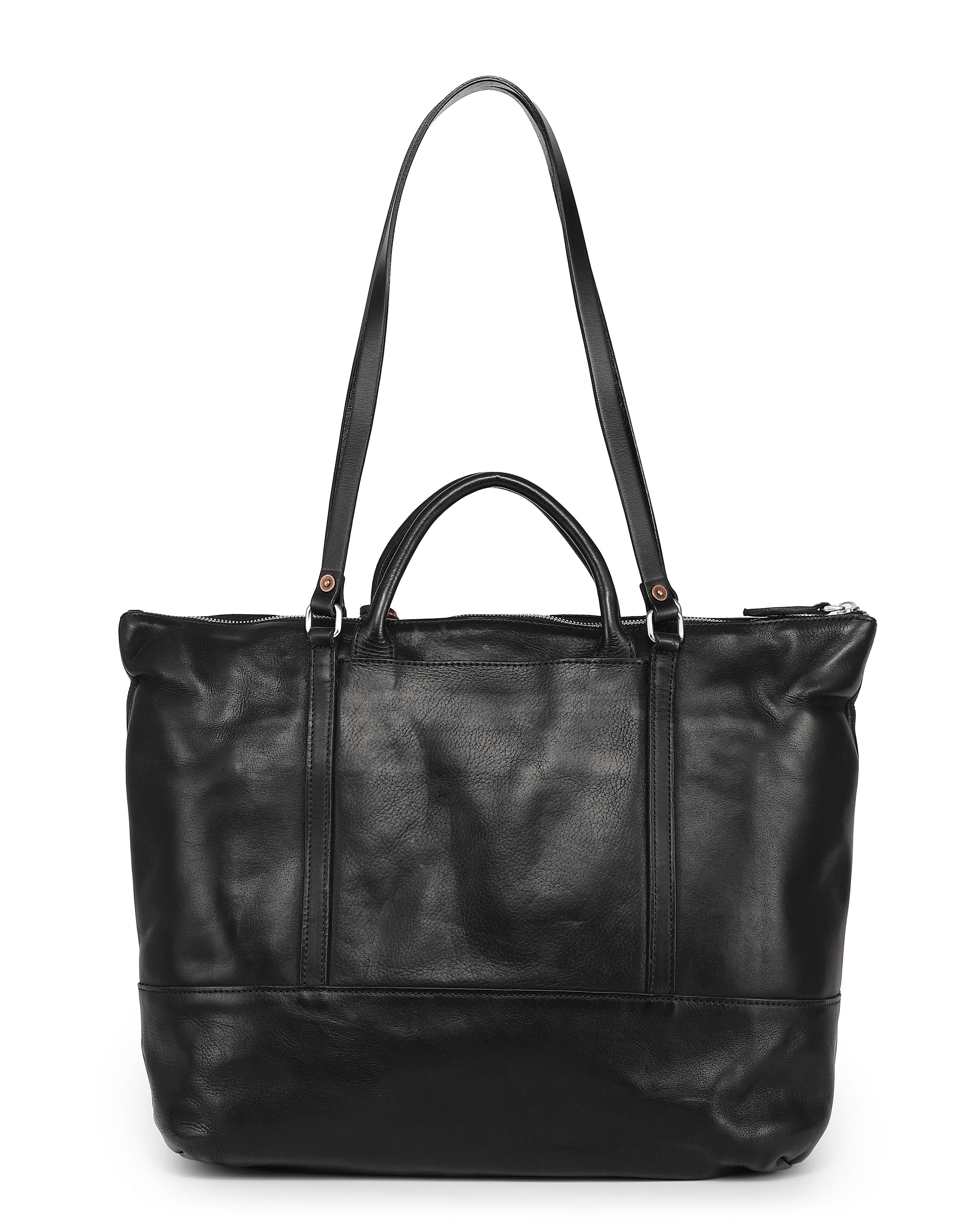 OLD TREND Crocus Genuine Leather Spacious Carryall Tote, Alternate, color, Black