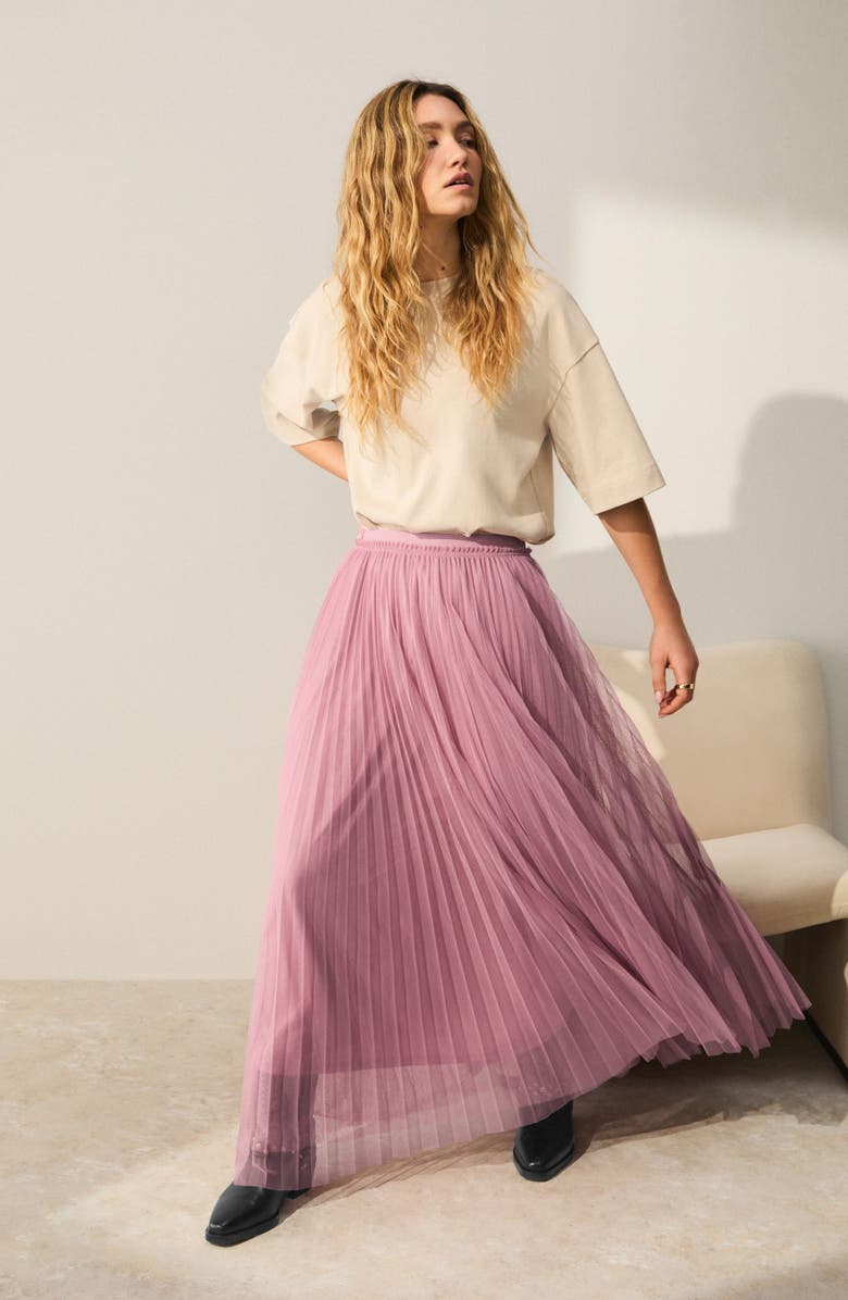 NEXT Pleate Mesh Skirt, Alternate, color, Pink