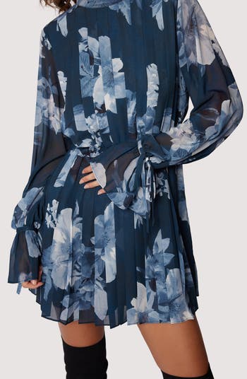 Josephine Floral Pleated Long Sleeve Dress