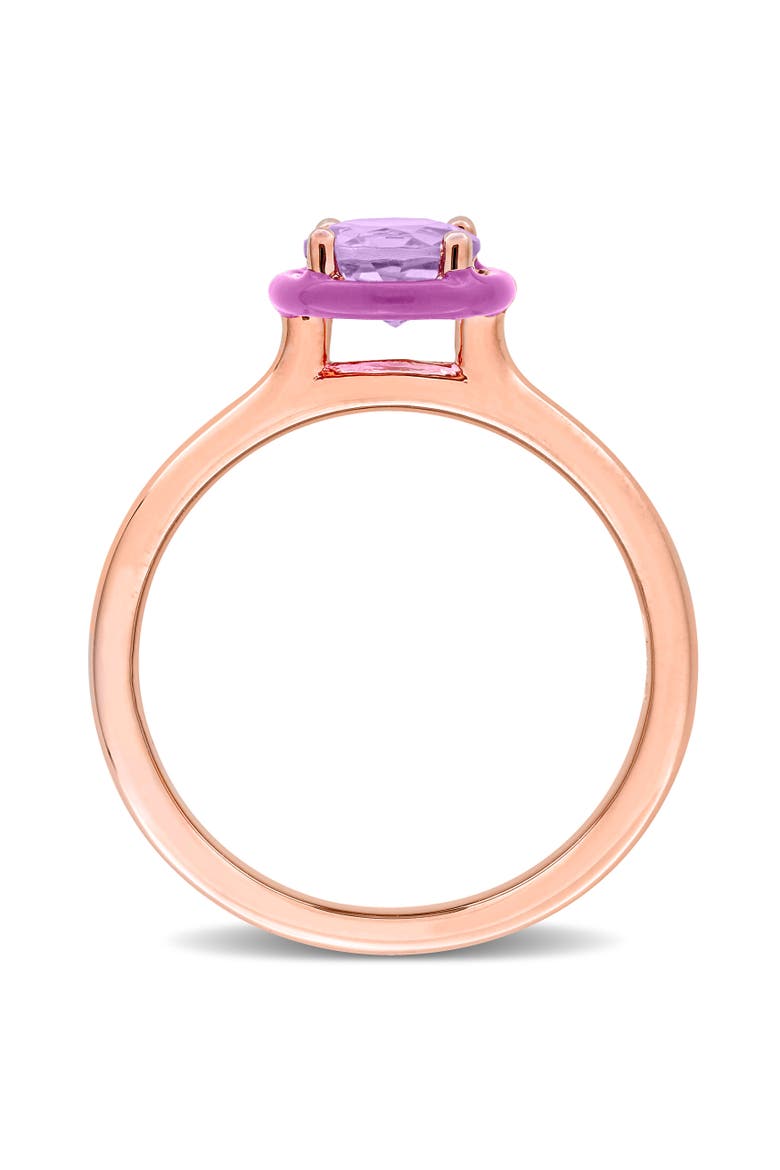 Gemstone & Enamel Halo Solitaire Ring, Alternate, color, Amethyst/Rose-Plated