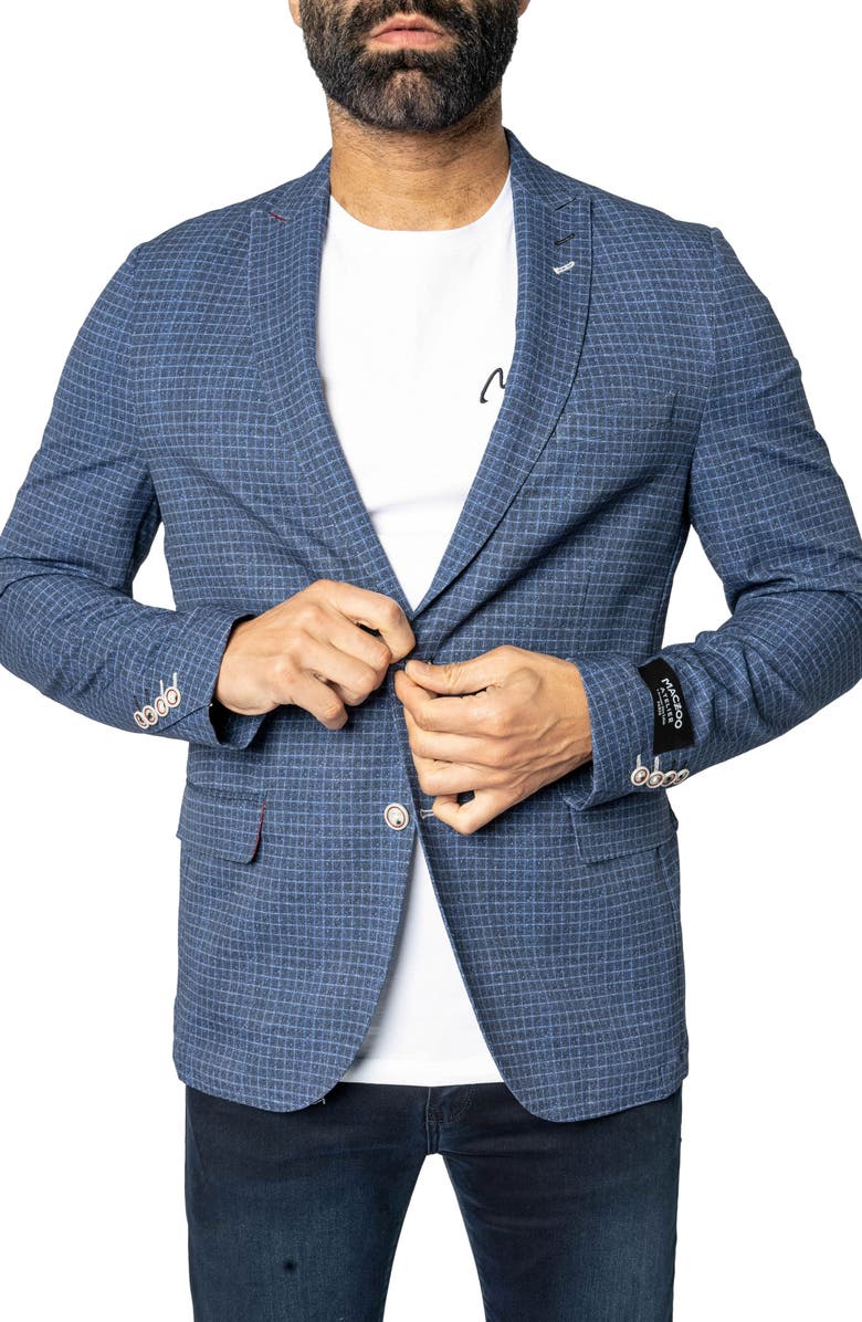 Maceoo Unconstructed Vortex Blue Blazer, Alternate, color, Blue