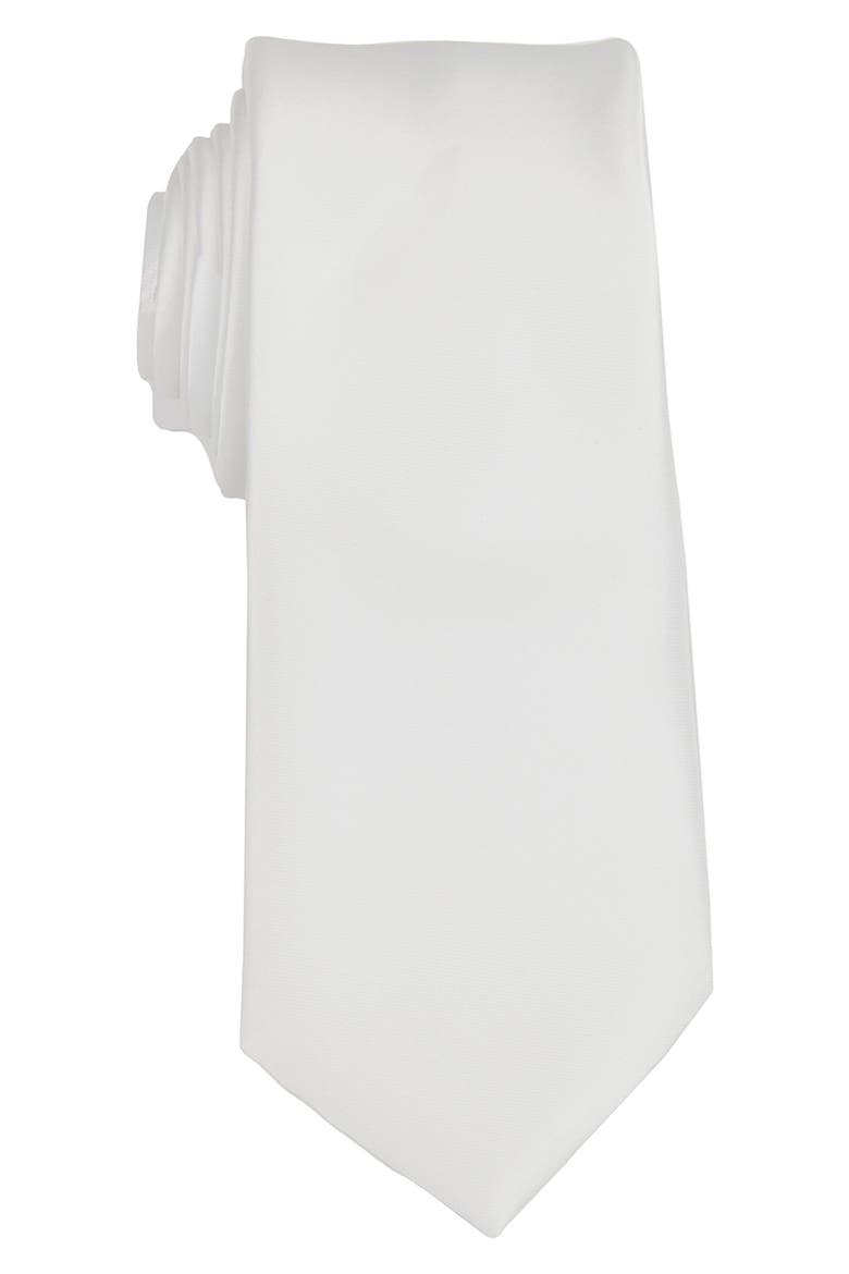 Men's Solid Satin X-Long Tie, Main, color, WHITE