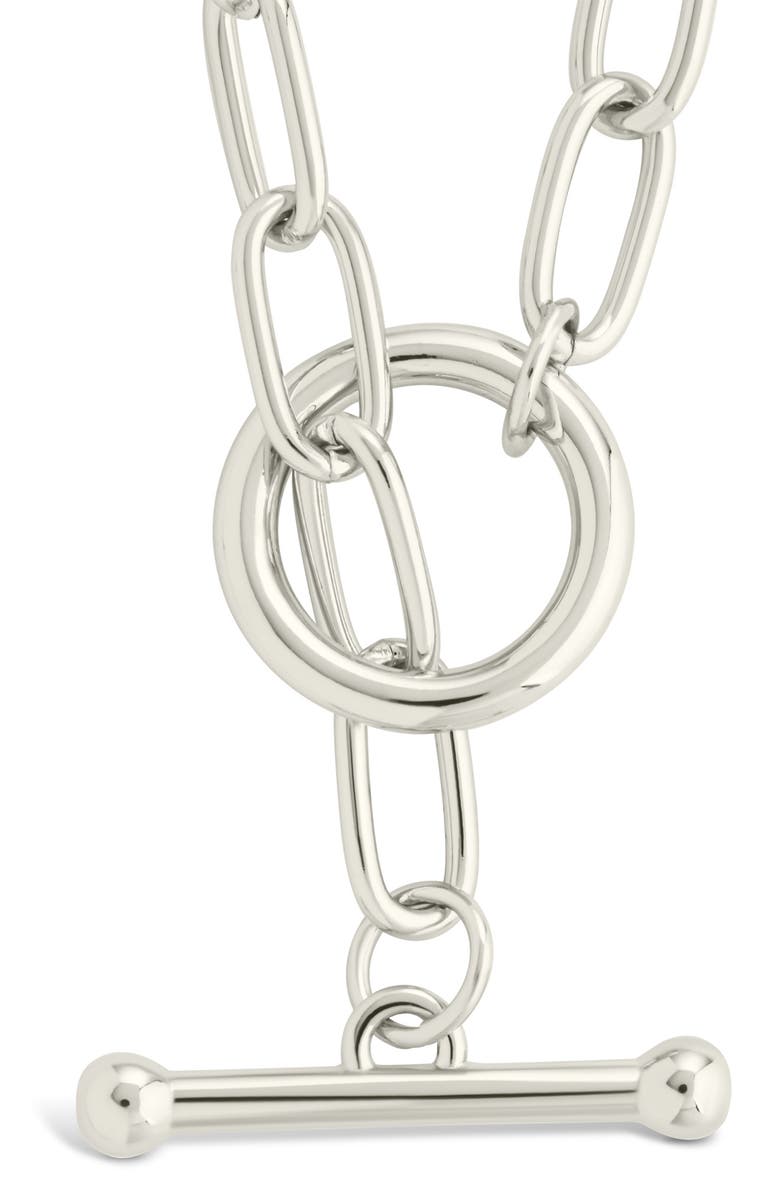Sterling Forever Ledger Paper Clip Chain Toggle Necklace, Alternate, color, Silver