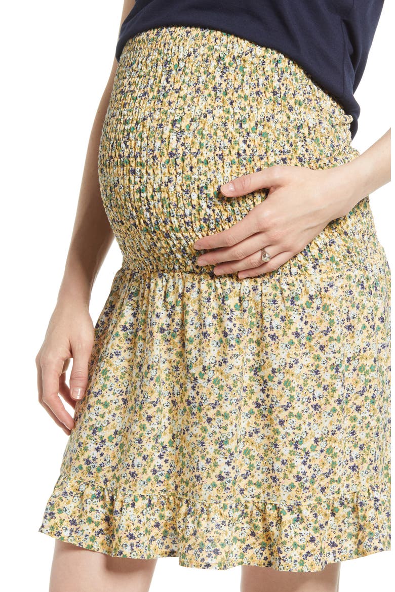 Floral Maternity Skirt, Alternate, color, GREEN FLORA