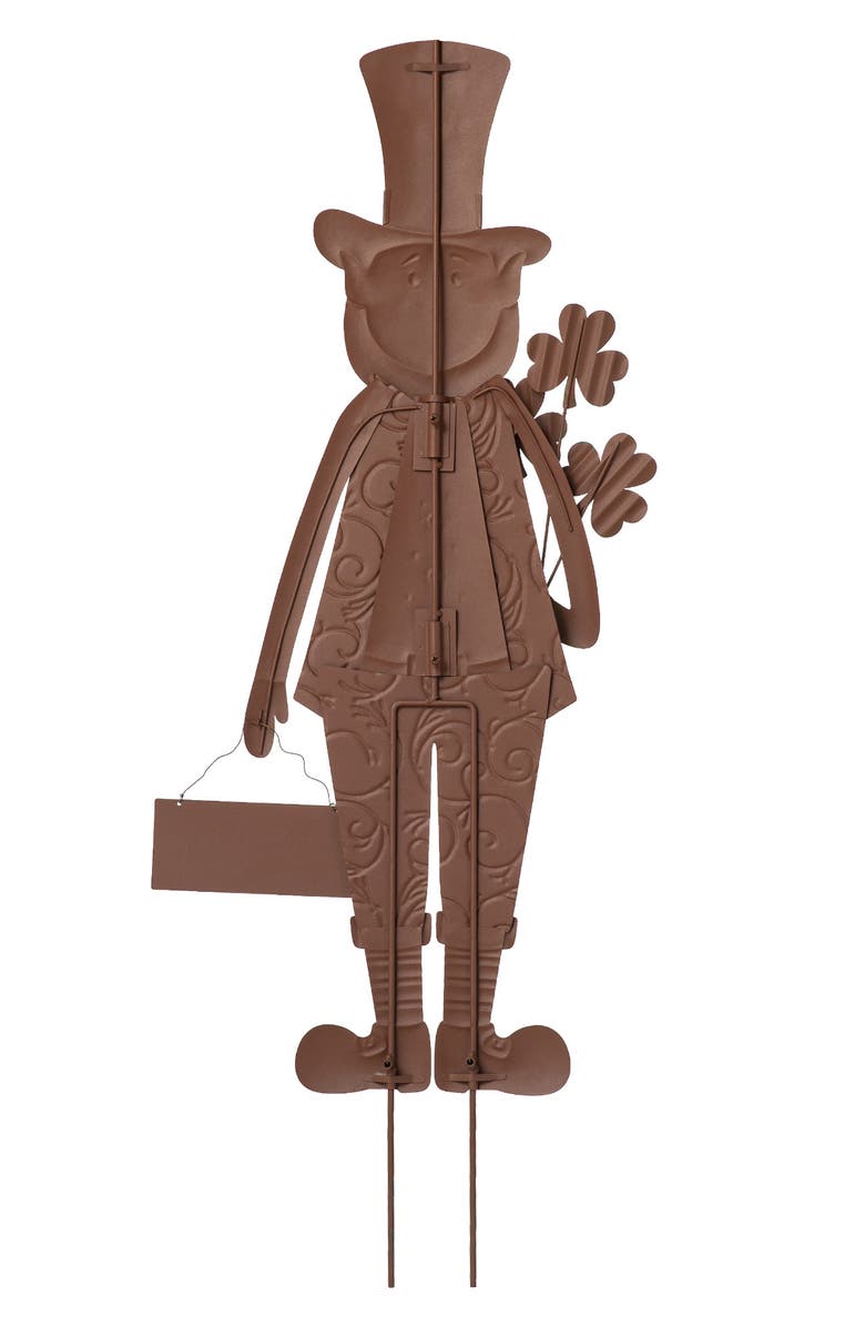 Glitzhome St. Patrick
s Metal Leprechaun Yard Stake Standing Decor or Wall Sign, Alternate, color, Green