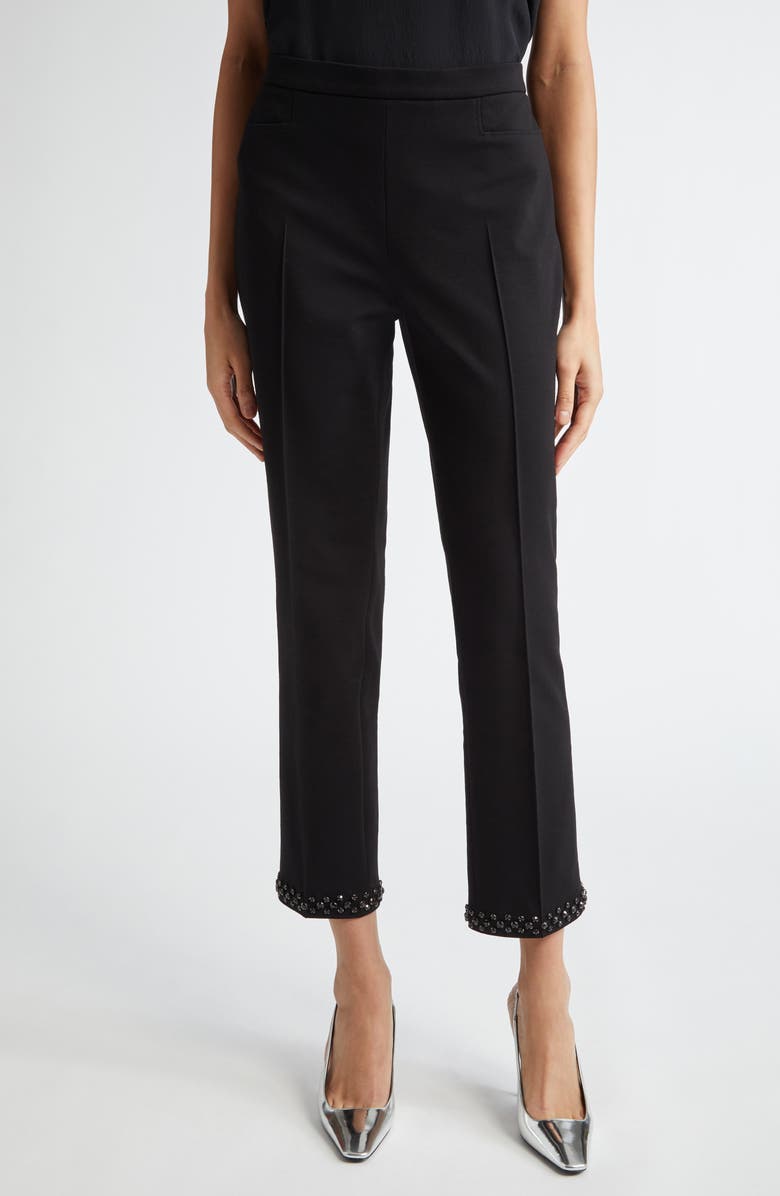 Akris punto Franca Embellished Crop Straight Leg Pants, Main, color, 