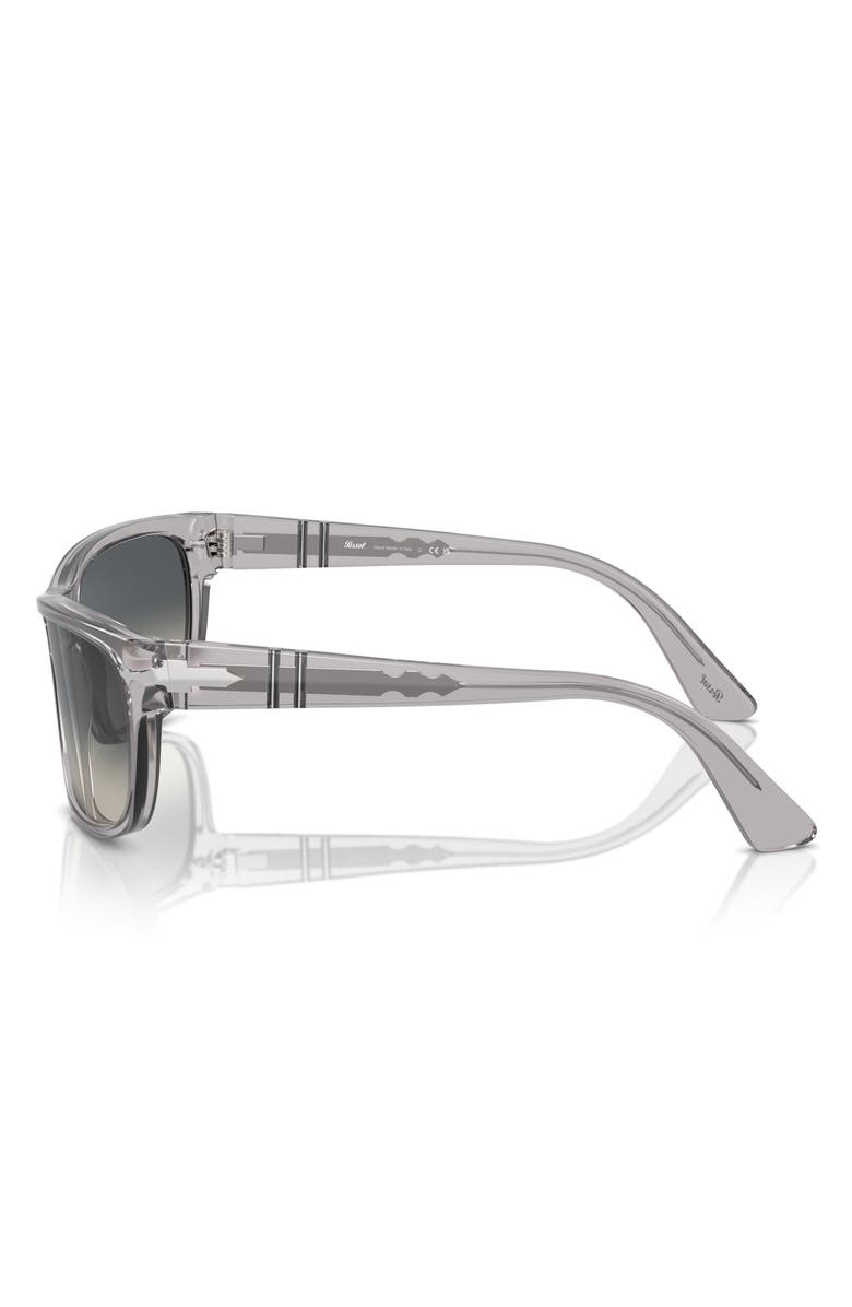 Persol 63mm Oversize Gradient Rectangular Sunglasses, Alternate, color, Transparent Grey