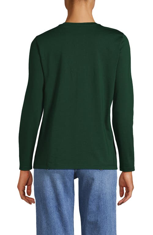 Lands' End Relaxed Supima Cotton Long Sleeve Crew Neck T-shirt In Green