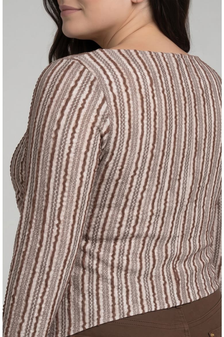 Striped Asymmetrical Hem Boat Neck Top, Alternate, color, BROWN/ IVORY STRPE